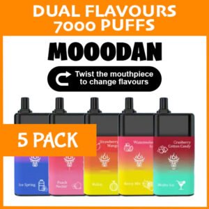 5 pack – mooodan dual flavour – 7000 puffs