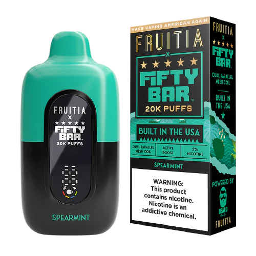 spearmint disposable vape (20000 puffs) by fruitia x fifty bar spearmint disposable vape (20000 puffs) by fruitia x fifty bar